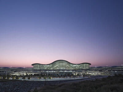 Zayed International Airport in the sunset